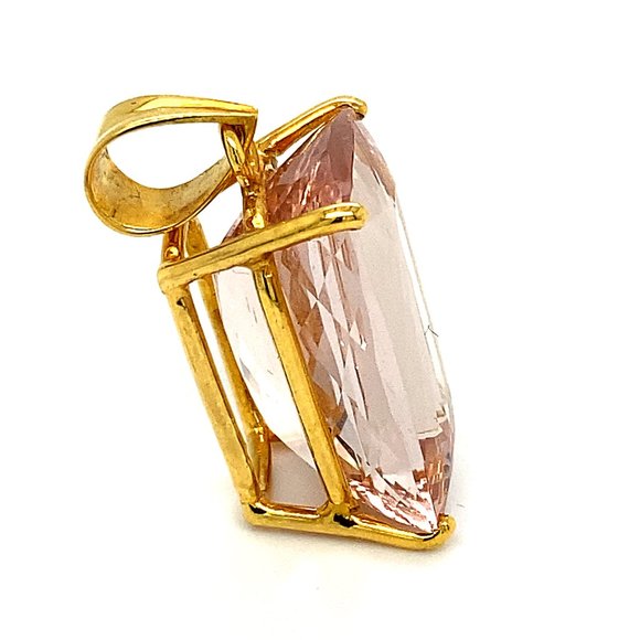 Certified Morganite 25.90ct Solid 18K Gold Pendant - Picture 6 of 9